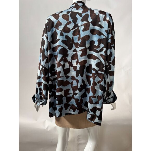 Nic+Zoe Swirling Sky Top Style F221632 Blue & Brown Abstract Print Blouse XL 100 - Picture 14 of 16